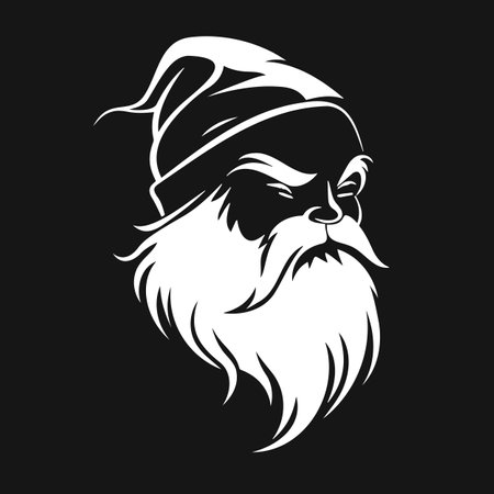 Serious Santa Claus with Hat Silhouette Side Viewのイラスト素材