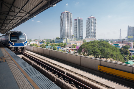 Sky train station in Bangkok の写真素材
