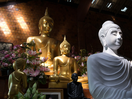 White and yellow  Buddha statueのeditorial素材
