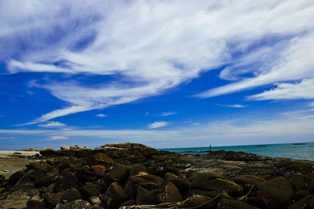 Tropical beach and blue skyの写真素材