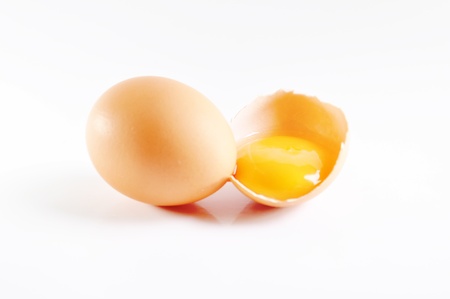 brown eggs on a white background の写真素材