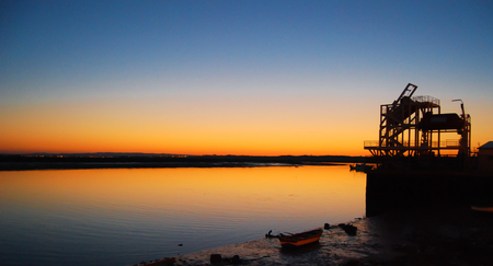 Beautiful sunset at Cristina island,Huelva,Spainの写真素材