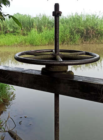 The valve is used to open and close the dam.の写真素材