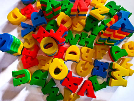 Color plastic english letters (A-Z)の写真素材
