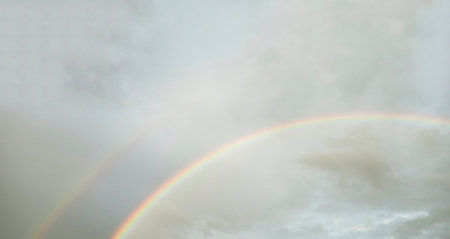 rainbow light in the morningの写真素材