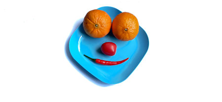 fruits and vegetables in a plateの写真素材