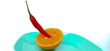 fruits and vegetables in a plateの写真素材