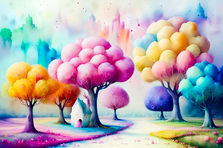 Cotton candy in the form of a tree. Illustration.の写真素材