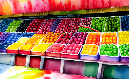 Colorful sweet candies on the market in Barcelona, Spain.の素材