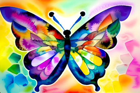butterfly on a multicolored background. abstract illustration.の素材