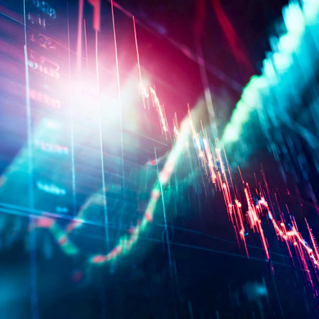 financial chart on digital screen. Economy trends background for business idea and all art work design. Abstract finance background.の写真素材