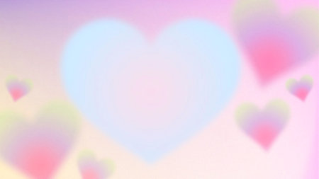 Valentine's day background with hearts in pastel colors.の写真素材