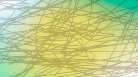 abstract background with chaotic lines in yellow, green and blue colorsの写真素材