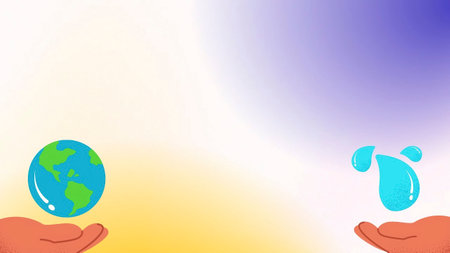World water day background with hands and water drop. Vector illustration.の写真素材
