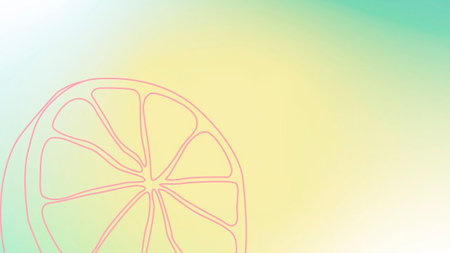 Illustration of a slice of lemon on a colorful gradient background.