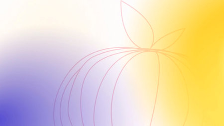 Illustration of an apple with a gradient background in pastel colorsの写真素材