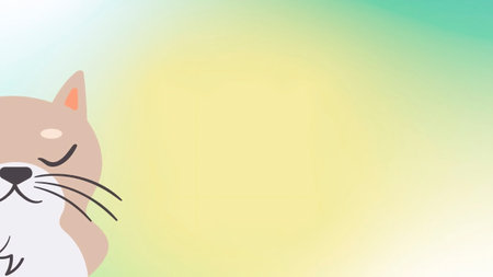 Illustration of a cat face on a soft background with copy spaceの写真素材