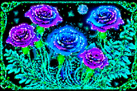 abstract floral background with watercolor flowers in blue and purple colorsの写真素材