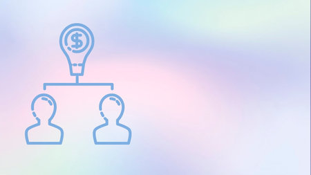 Illustration of a group of people connected together with a light bulbの写真素材