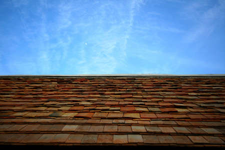 Clay tiles on Thai style roofの写真素材