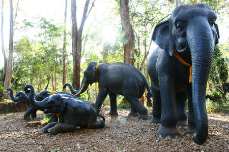 Wonderful elephant statues decorate the Grand Palace in Thailandの写真素材