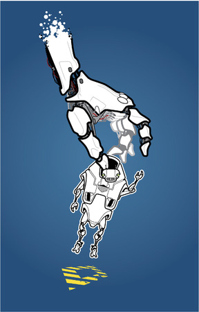 The Chosen One. The picture is about the robot, who became the chosen one unexpectedly. What is waiting for him in future? のイラスト素材