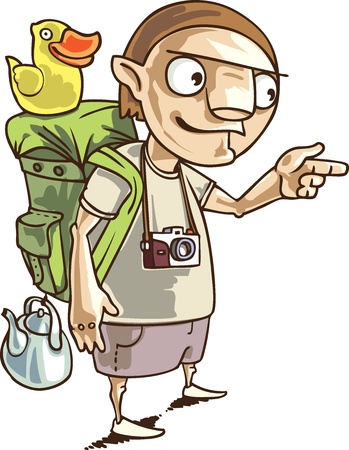 The backpacker with the all staff he needs in his journey.のイラスト素材