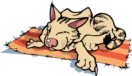 The sly smirking cat is resting on a rug.
のイラスト素材