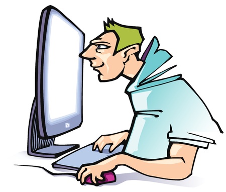 The man working at a computer.のイラスト素材
