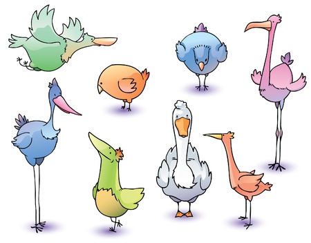 The set of the funny cartoon vector birds.のイラスト素材