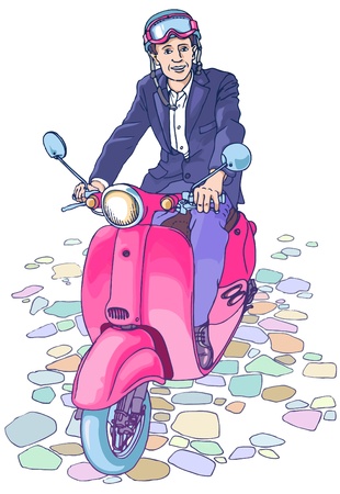 Businessman on the scooterのイラスト素材