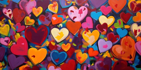 Colorful heart background. Abstract love background. Valentine's day.の素材