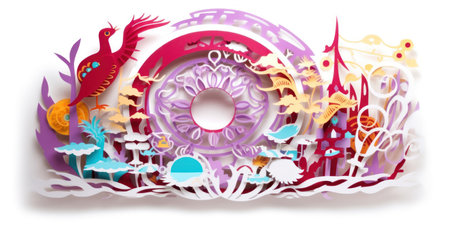 Paper cut of Chinese lunar new year with dragon, paper craft style. Generative AIの素材