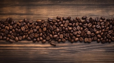 Coffee beans on wooden background. Coffee beans on wooden backgroundの素材