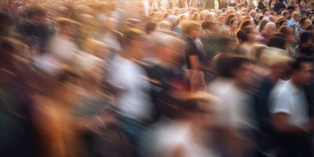 Crowd of people at a music festival in motion blur. abstract backgroundの素材