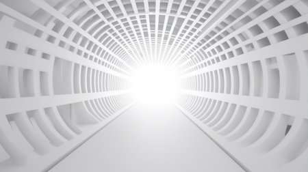 Abstract White Tunnel with Light and Shadow. 3d rendering illustrationの素材