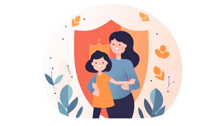 mother and daughter at home. happy family. Vector illustration in a flat styleの素材
