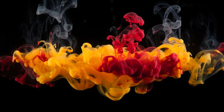 Colorful smoke isolated on black background. Abstract background for design.の素材