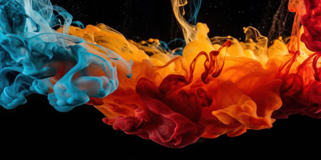 Colorful ink in water on a black background. abstract background.の素材