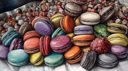 Colorful macaroons on a white background. close-up.の素材
