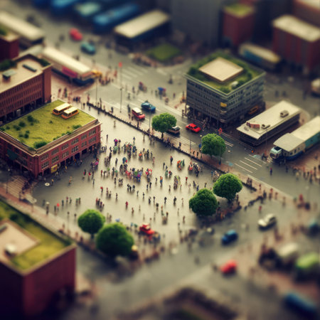Aerial view of the city. Miniature model of the city.の素材