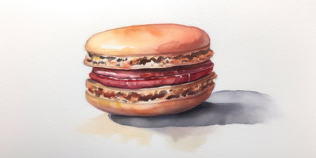 Macaroon on a white background. Watercolor painting, illustrationの素材