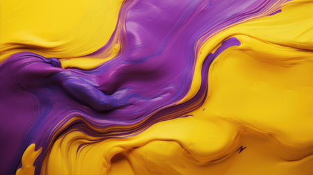 abstract background of colored oil paint in yellow, purple and purpleの素材