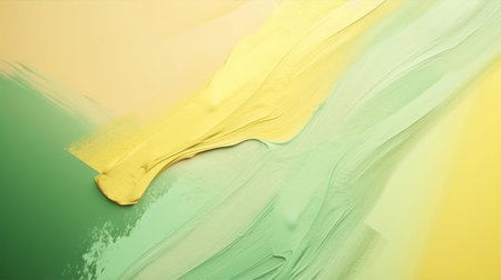 abstract background of green and yellow paint strokes on a white backgroundの素材