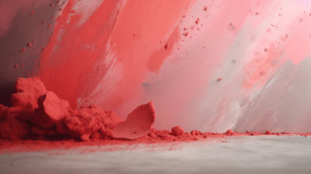 Abstract background with red and pink paint splashes. 3d renderingの素材