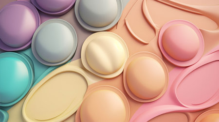 3d rendering of abstract shapes in pastel colors. computer digital drawing.の素材