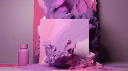 3d render, abstract background, pink and purple liquid ink, paint splashの素材