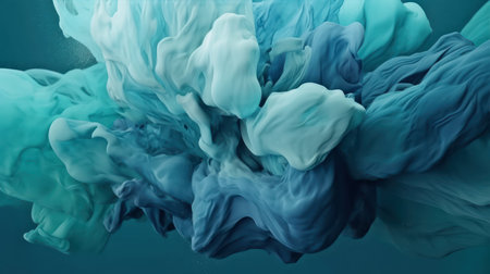 Abstract background of acrylic paint in blue and turquoise colors.の素材