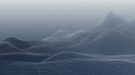 abstract landscape background. cyberspace grid. hi-tech networks. 3d illustrationの素材