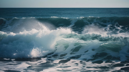 Waves in the Atlantic Ocean on a sunny day. toned.の素材